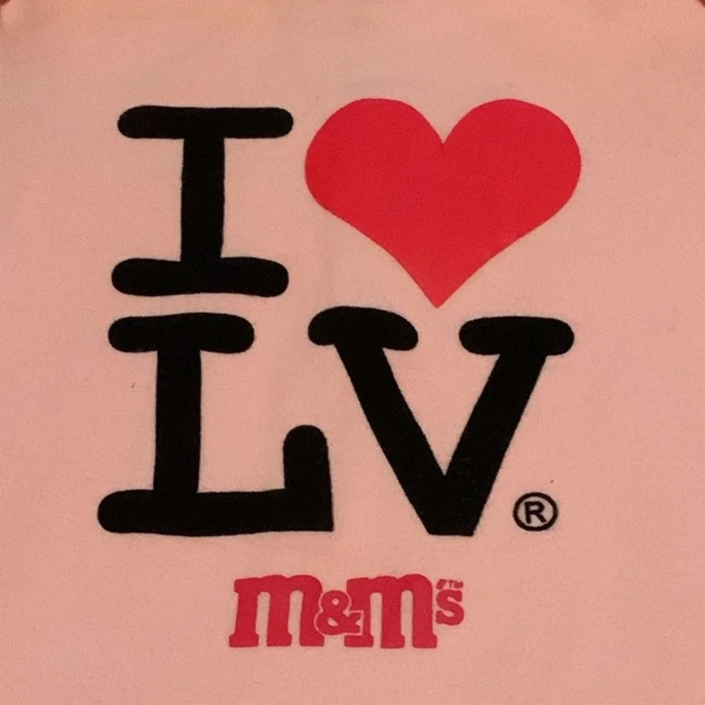 M&M’s I Heart Love LV Las Vegas Pink Bodysuit Girl’s Size 6 Months Cotton